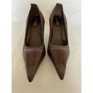 Aldo Brown Pumps Pointed Toe Kitten Heel Size 7